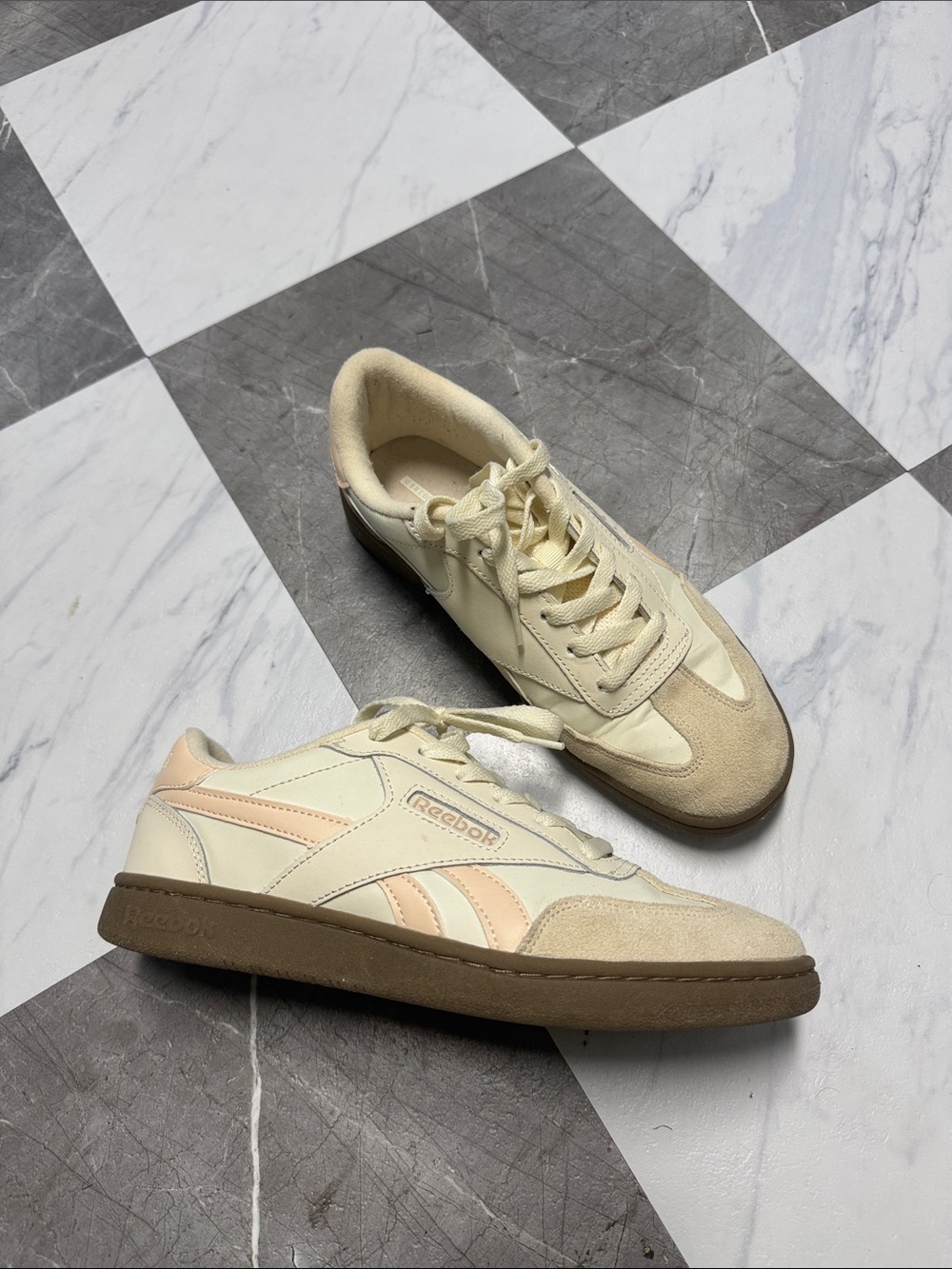 Reebok Cream Sneakers with Pale Pink Accents